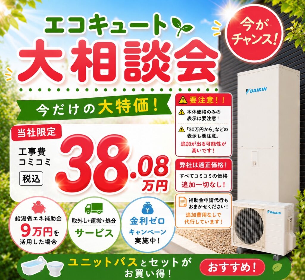 ダイキンエコキュート EQN37ZV 給湯専用　370L（3~5人向け）